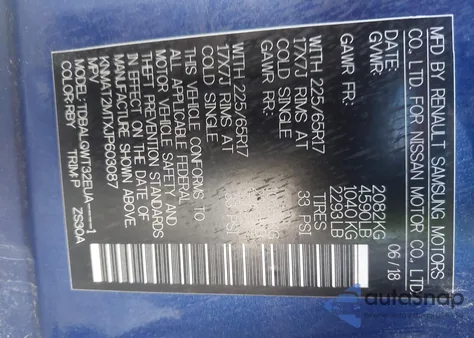 2018 Nissan Rogue S/Sv z USA, uszkodzony, nr VIN KNMAT2MTXJP603087